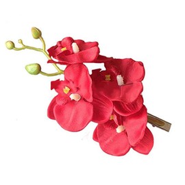 2PCS Hawaiian Orchid Flower Hair Clips Flowers Alligator Clips Hairpins Holiday Travel Wedding Decoration Hair Accessories For Women Lady Bridal (Red)