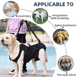 Dog Lift Harness,Full Body Dog Sling Carrier with Handle,Total Body Support for Dogs,Pet Dog Leg Support Sling Adjustable Retractable Breathable Lift Harness (L)