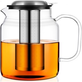 Aquach Borosilicate Glass Teapot 68oz/2000ml - Large Capacity Teapot for Stovetop Brewing