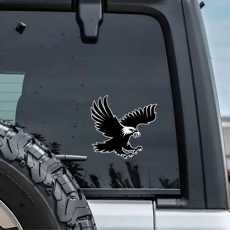 Black Eagle Vinyl Sticker 2-Pack, Waterproof Eagle Sticker for Car