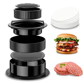 thirei 3 in 1 Set Burger Pattie Press, Burger Press with 200 Sheets Non-Stick Coated Burger Paper, Multifunctional Hamburger Press, Patty Maker for Veggie Burgers, Beef Burgers, BBQ