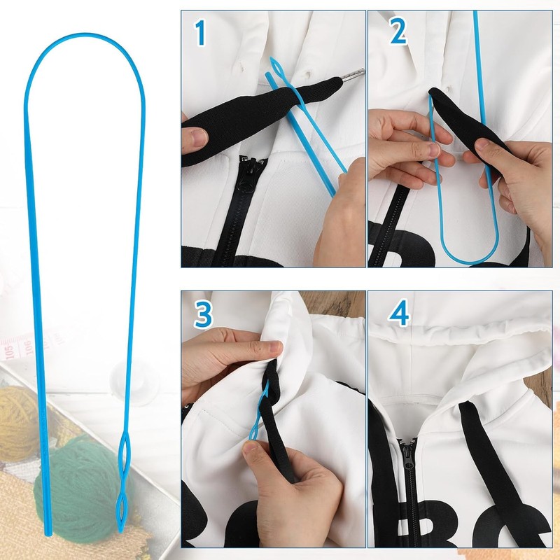 3 Piece Set Elastic Cord Threader Plastic and Stainless Steel