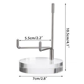 BTSKY 2pcs Large Size Adjustable Silver Metal Arm Display Stands Easel with Round Acrylic Base, Display Holder for Geodes Rock Mineral Agate Fossil Coral Coin
