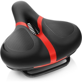 Rarapop Bicycle Seat Replacement, Bike Seat for Men and Women, Comfort Wide Bike Saddle Memory Foam Padded Soft Bike Seat Cushion Compatible with Peloton, Mountain, City Bikes, Exercise Bikes (Red)