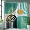 QGHOT Teal Blue and Gold Shower Curtain Boho Mid Century