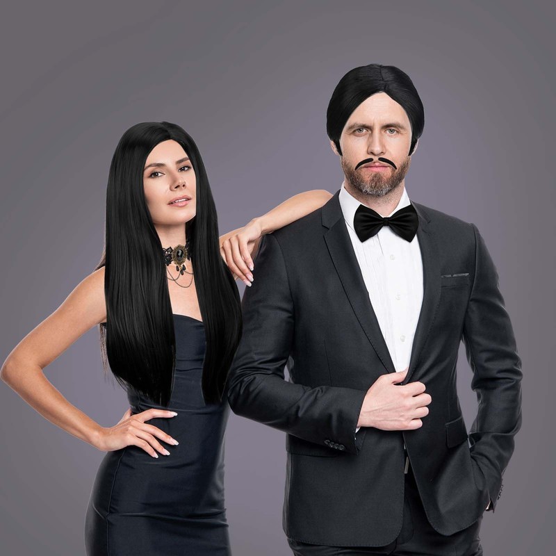 Halloween Costume Accessories Include Black Wig,Tie,Bowtie and Moustache for Men