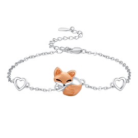 Palpitate Fox Bracelet Fox Gifts 925 Sterling Silver Cute Animals Bracelet Jewerly Gifts for Women Daughters