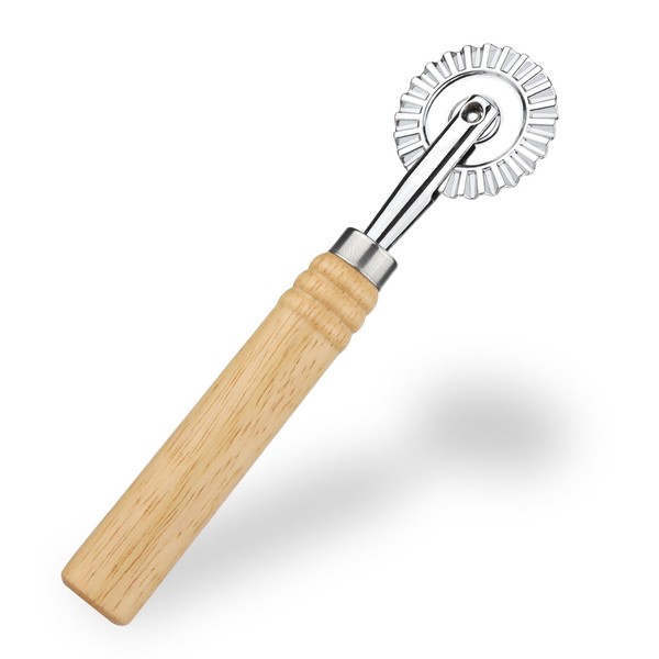 Cutting Wheel Dough, Ravioli Cutter with Wooden Handle Ravioli Flaring
