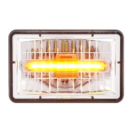 United Pacific 31150 ULTRALIT 4”x 6” Rectangular LED Headlight w/Amber LED Position Light, Crystal Clear Lens, 9LED Light Bar - Low Beam - ONE Unit