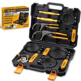 ELEAD 9-Piece Ultimate Oil Filter Wrench Set - Professional Oil Filter Removal Tool, Swivel Head Oil Filter Wrenches, Adjustable Oil Filter Remover Pliers, Universal Oil Filter Wrench and Valve Lapper