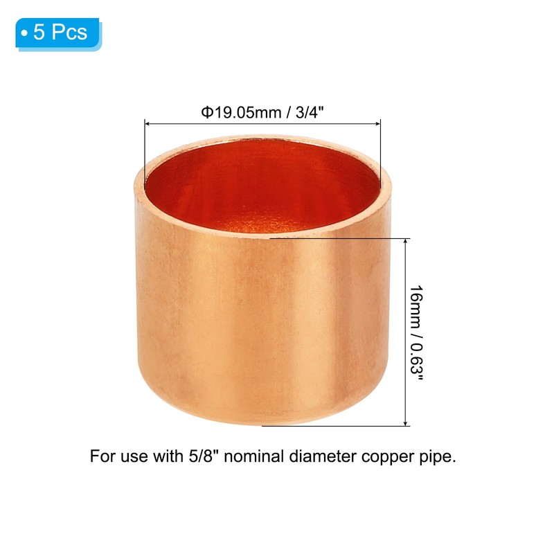 PATIKIL 5/8" Copper Pipe End Cap, 1Pcs Copper Fitting Cap