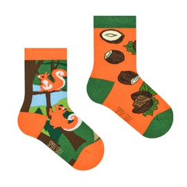 Spox Sox Casual Unisex for Kids - Fun, Multicoloured, Colourful, Crazy, Different Patterned Socks for Individualists, Squirrel
