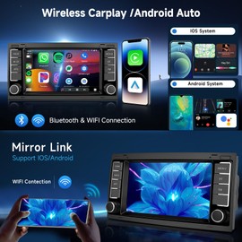 4G+64G Android Car Radio for VW Touareg 2004-2011 for VW T5 T6 Multivan 2004-2009 with Wireless Carplay Android Auto Stereo, 7 Inch Touch Screen Android Head Unit with Bluetooth,GPS,Mirror Link,WiFi