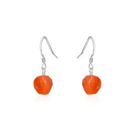 Carnelian Raw Nugget Earrings in Sterling Silver