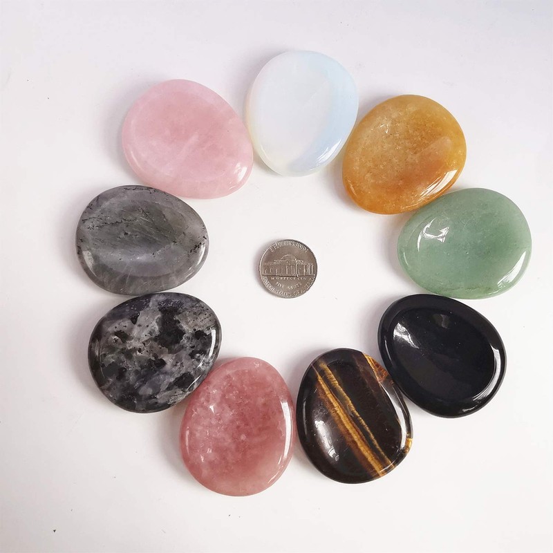 Moonstone Water Drops Chakra Thumb Worry Stone Stress Relax Healing
