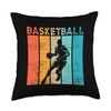 Retro Vintage Basketball Player Dribbling Ball Slam Dunk Throw Pillow