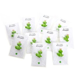 Logbuch-Verlag 10 small lucky charm frogs favours for wedding, birthday, New Year's Eve, New Year - mini frog king with card 8.5 x 5.5 cm