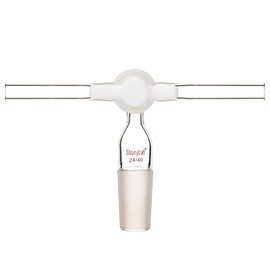 stonylab Glass Vacuum Flow Control Adapter, Vacuum Flow Control Adapter Borosilicate Glass T-shaped Inlet Adapter with 24/40 Inner Joint, Double Hose Connections and PTFE Stopcock