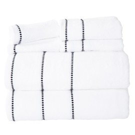 6PC Towel Set - 525GSM 100% Cotton Bathroom Essentials with 2 Bath Towels, 2 Hand Towels, and 2 Wash Cloths - Absorbent Sheets for Bath, Shower, Gym, Spa, and Dorm Room by Lavish Home (White)