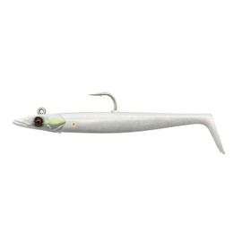 Savage Gear Sandeel V2 Super Realistic Imitation Sandeel with Vivid Kicking Action, Darting Jig Head, Ideal for Saltwater Predatory Fish, Pike, Perch & Zander, White Pearl Silver, 15.5 cm