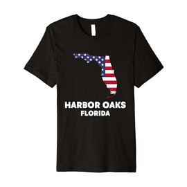 Distressed Patriotic USA Flag Harbor Oaks, Florida Premium T-Shirt