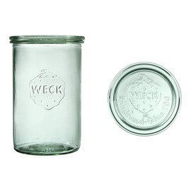 Weck Cylindrical Glass 1000 ml Pack of 6 | Glass with Lid | For Preservation, Juices, Airtight Storage of Dry Ingredients