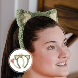 Kichvoe 2pcs Cat Ear Makeup Headbands for Women Cute Skincare Hair Bands for Washing Soft Spa Headwear for Shower and Facial Use