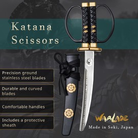 Japanese Samurai Scissors – Katana Inspired Decorative Shears for Office & Home Use, Stainless Steel Blade with Sheath Design, Collectible Desk Accessory, Unique Novelty Gift (Sanada Yukimura)