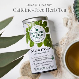 The Republic of Tea — Organic Moringa SuperHerb Tea Refill Bag, 36 Herbal Tea Bags, Naturally Caffeine-Free