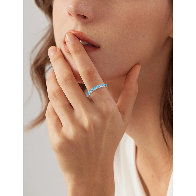 PYNZY 925 Sterling Silver Stackable Rings for Women, Square Round