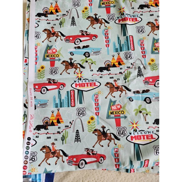 M Liss Route 66 w/light Teal background, M' Liss, $10