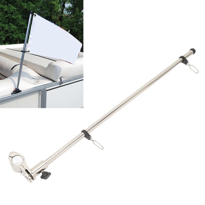 Marine Grade Rail Mount Flag Pole 560mm Stainless Steel Flag