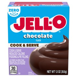 Jell-O Chocolate Pudding, Cook & Serve, Sugar Free, 1.3 oz Box, 4 Packs