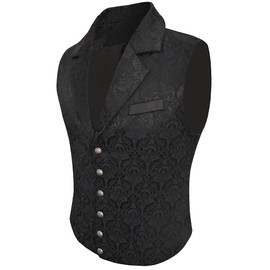 Lioop Mens Victorian Suit Vest Steampunk Gothic Waistcoat (black, Large)