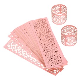 sourcing map 50Pcs Napkin Rings Laser Cut Foil Paper, Napkin Holder Hollow Napkin Bands for Weddings Party Serviette Table Decoration Restaurant (Pink, 6.7 x 2")