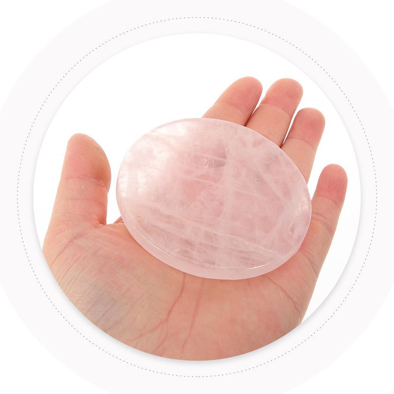 Rose Quartz Crystal Coasters, Round Gemstone Coaster for Drinks Pink