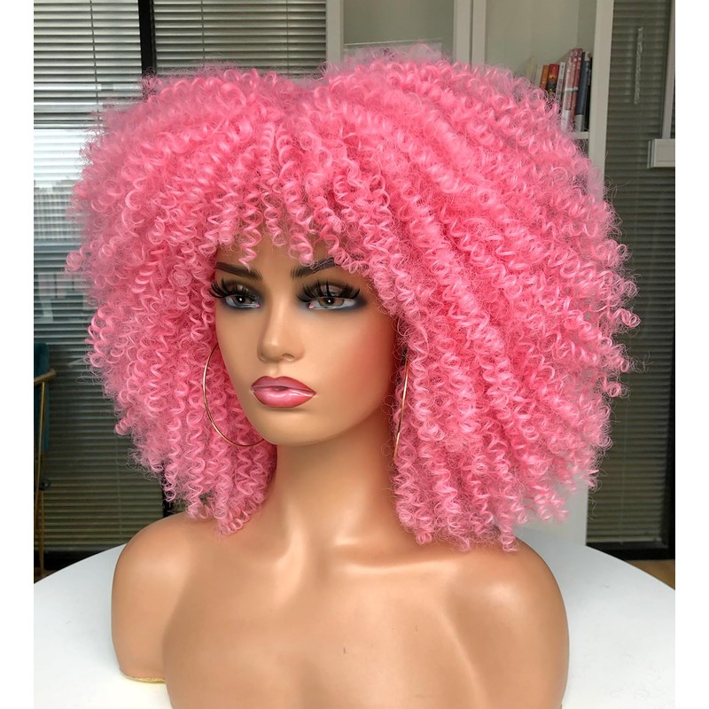 Curly Afro Wigs for Black Women Curly Wig with Bangs
