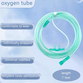 20packs of high Flow Ultra Soft Nasal Oxygen Cannula, Green Tube Body canulas, Each Individually Packaged with Standard connectors, Adult Nasal cannulas Soft 7Ft (About 2.1 Meters)