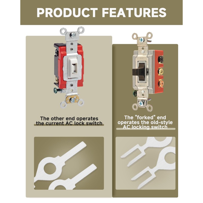 Locking Switch Keys Compatible with Hubbell Kellems HBL1209 5 Pack