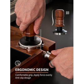 Coosigar 51mm Espresso Tamper, Premium Barista Coffee Tamper with Constant 30lb Calibrated Spring Loaded, Stainless Steel Base and Mahogany Handle. Fits for All 51mm Portafilters, Espresso Accessories