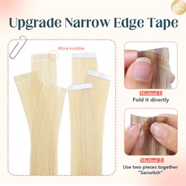 XDhair Tape In Hair Extensions Real Human Hair 20pcs 50g 18 Inch Platinum Blonde Tape in Hair Extensions for Women, Silky Straight Human Hair (60#,18Inch)