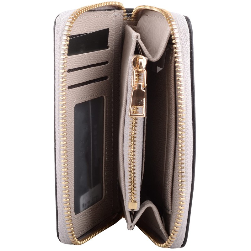 Womens Minimalistic RFID Protected Zippered Purse Wallet with Multiple Features