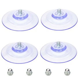 AccEncyc Large Suction Cup with Screws 85mm/ 3.4" Plastic Suction Pads 4 Pack Clear PVC Sucker Pads with M8 Screw Nut Extra Strong Adhesive Glass Suction Holder