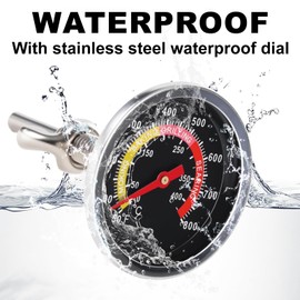 ELFFILLA BBQ Thermometer 2-3/8" Oversized Dial, 50-800°F Smoker Thermometer Weatherproof with Easy Read Numbers - Grill Temp Gauge for Charcoal Grill & Meat Smoking Kit Includes Mounting Hardware