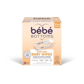 Bébé Bottoms Hypoallergenic Facial Cloth and Baby Wipes - Fragrance & Paraben Free, Sensitive Skin Friendly - Travel Essentials, Baby Essentials - Ideal for On-the-Go Families (224 Count)