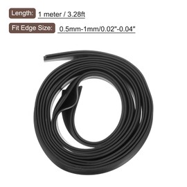 QUARKZMAN U-Channel Edge Protection, 1 Metre Length Rubber Protection Strip Edge Protection Flat Profile Suitable for 0.5-1 mm Edges (5/32" W x 43/64" H) Black