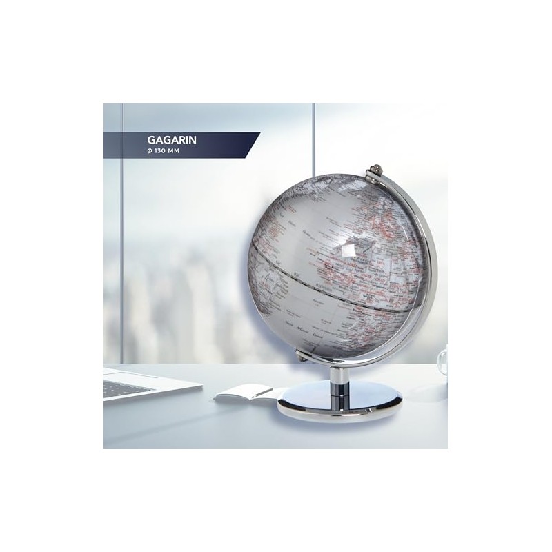 TROIKA Gagarin Mini Globe Diameter 13 cm Silver-Coloured Seas &