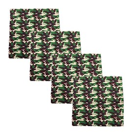 Motique Accessories Extra Large Camo Paisley Bandana 27x27 - Set of 4 (Dark Brown Green)