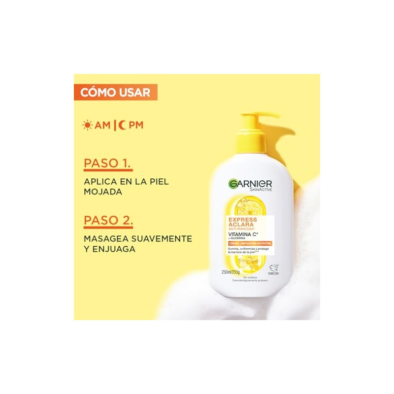 Garnier Skin Active Express Aclara Vitamina C Gel Limpiador Facial,