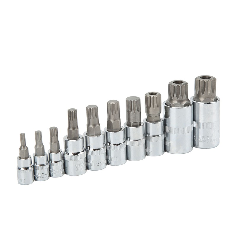 10PCS Triple Square Spline Bit Socket Set Low Wear Accurate
